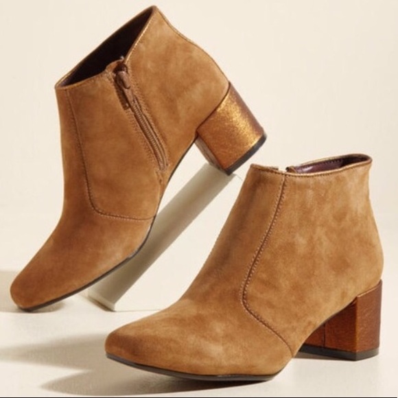 Poetic License Shoes - Tan & Bronze Booties - ModCloth Poetic License